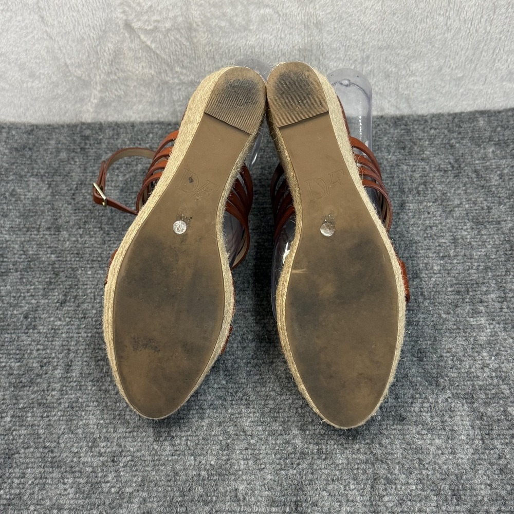 Diane Von Furstenberg Sandals Womens 9.5 Brown GABBY Leather Espadrille Wedge - Picture 7 of 13